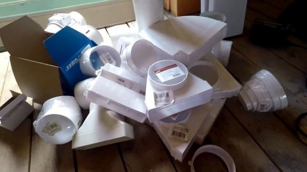 Установка двух канальных вентиляторов VENTS ТТ 125 вентиляционный канал.