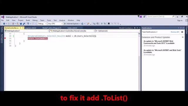 MVC - Entity Framework - JSON - Fix Error - Enumeration yielded no results смотреть онлайн