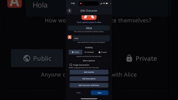 How to delete a character in Character.ai app?
