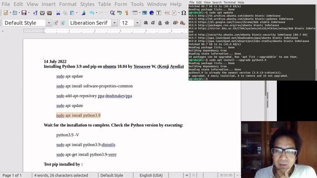 Python 3.9 installation in Ubuntu 18.04 linux смотреть онлайн