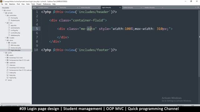 #09 Login page design | Student management system in PHP | OOP MVC | Quick programming tutorial смотреть онлайн