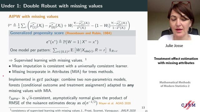 Julie Josse: Treatment effect estimation with missing attributes смотреть онлайн