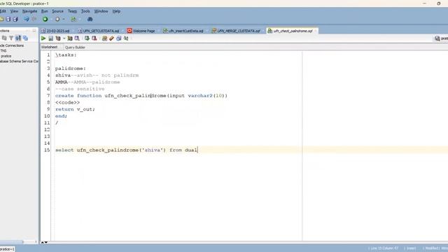 Oracle tasks to check palindrome| Oracle functions смотреть онлайн