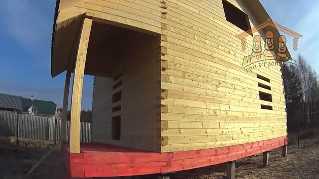 Сруб дома из проф бруса 6х6 метров от "Три Строителя" | Видео обзор смотреть онлайн