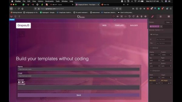 #1 - Example of Grapes JS - Create a website just by drag n drop - No code