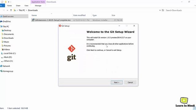 How to install git extension on Windows - Lession 3 in Hindi смотреть онлайн