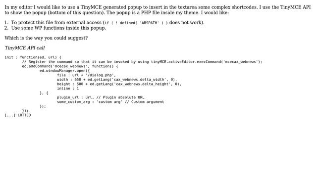 Wordpress: TinyMCE popup windows using WP functions смотреть онлайн