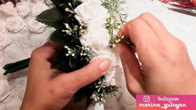 Свадебный букет 2 часть сбор ✔ Marine DIY Guloyan✔ смотреть онлайн