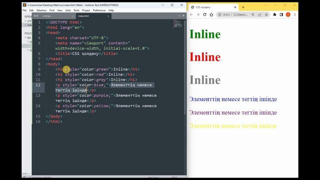 Web сайт жасау | CSS: CSS қолдану әдістері | inline, internal, external смотреть онлайн