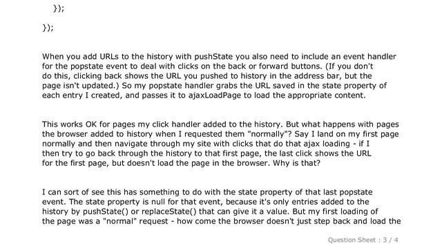 jQuery : Ajax with history.pushState and popstate - what do I do when popstate state property is nu смотреть онлайн