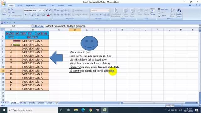 ĐÁNH SỐ THỨ TỰ EXCEL 2007 - C1 смотреть онлайн