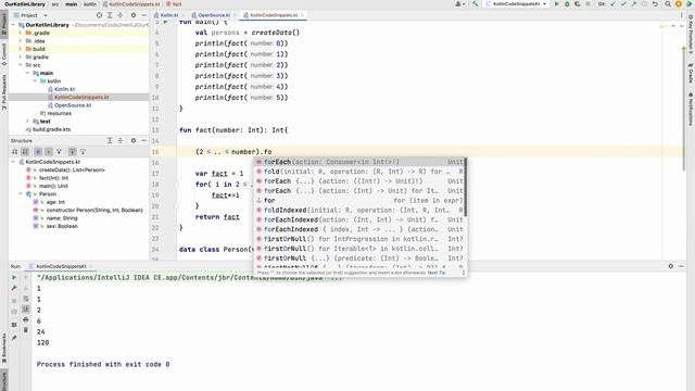 Factorial by fold() Kotlin Code Snippet (5-10 mins) смотреть онлайн