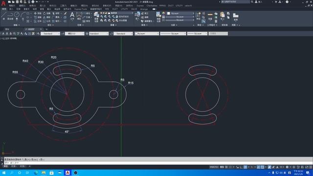 AutoCAD 2021 2D 練習圖 21 смотреть онлайн