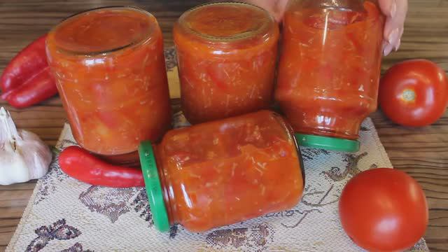 🌶🧄Лечо из болгарского перца с помидорами.🍅 Вкусное лечо на зиму. смотреть онлайн