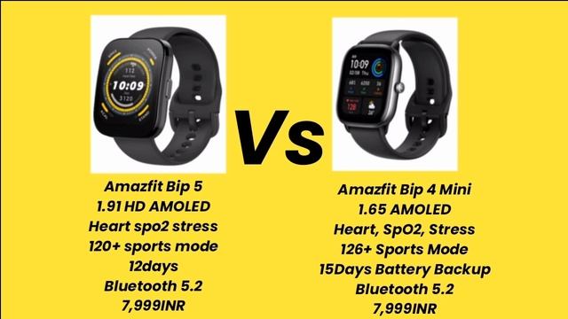 Amazfit Bip 5 Vs Amazfit GTS 4 Mini, Amazfit GTS 4 Mini Vs Amazfit Bip 5, Amazfit Bip 5 Vs GTS 4 Mi