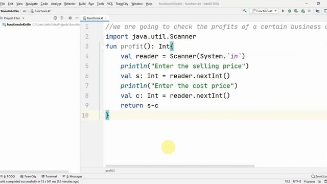 Kotlin functions: How to calculate profits using functions in a kotlin program. смотреть онлайн