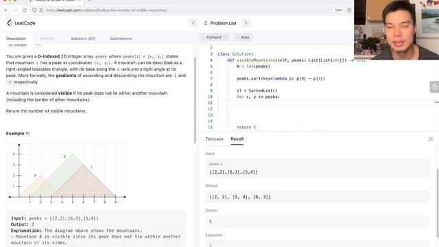 2345. Finding the Number of Visible Mountains (Leetcode Medium) смотреть онлайн