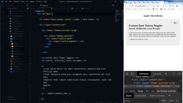 Custom Dark/Light Theme Toggle | VueJS Dark Theme Switch Tutorial for Beginners смотреть онлайн