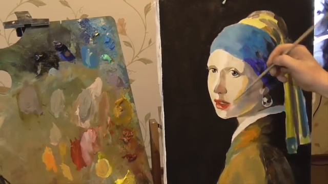 Как нарисовать портрет ►Девушка с жемчужной сережкой смотреть онлайн