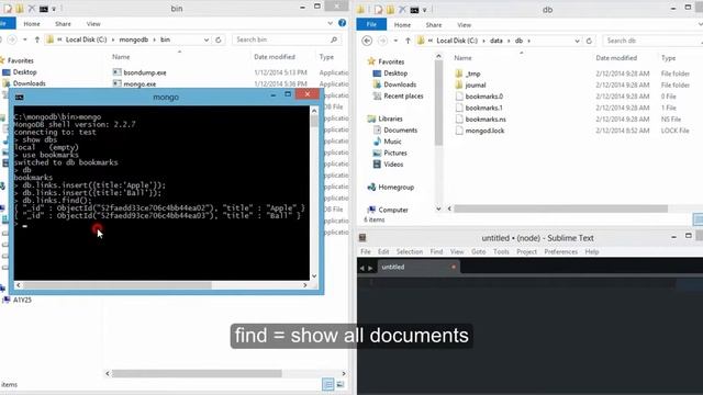 mongodb create bookmark database, links collection, insert document, find showAll 720p смотреть онлайн