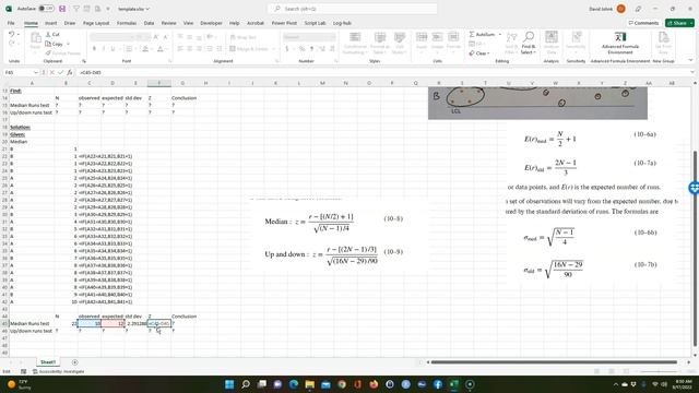 Test for randomness on Excel using the up/down or median runs test. смотреть онлайн