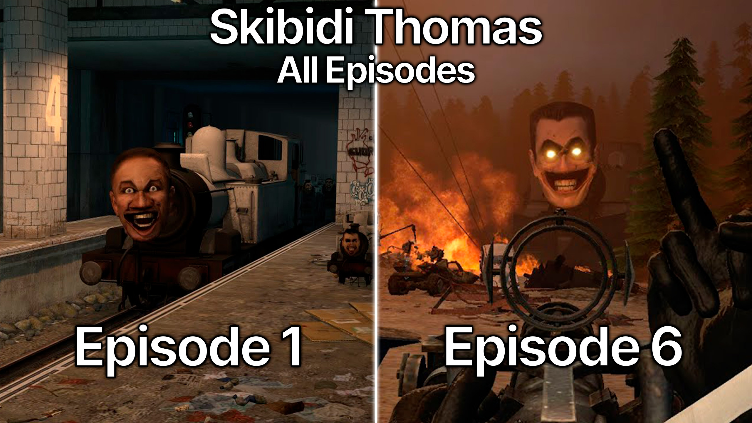 Skibidi Thomas 1 - 6 All Episodes & Extra Scenes (60 FPS Remastered) смотреть онлайн