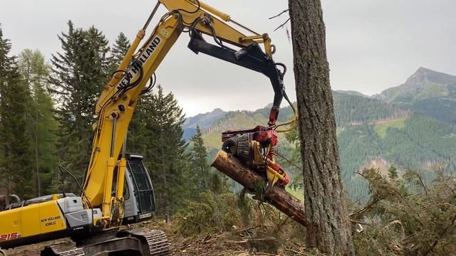 ? New Holland E 215 & Woody H60 ¤ Road Processor ? смотреть онлайн