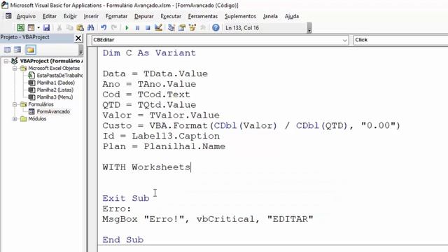Formulário AVANÇADO no Excel - Editar Linha da Planilha com Botão VBA - Aula 15 смотреть онлайн