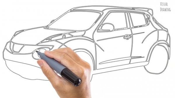 Nissan Juke Car Sketch Drawing Easy, How To Draw a Simple Quick Nissan Juke Cartoon Step By Step