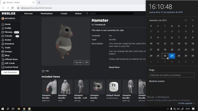 Roblox Bundle Hamster UGC FREE смотреть онлайн