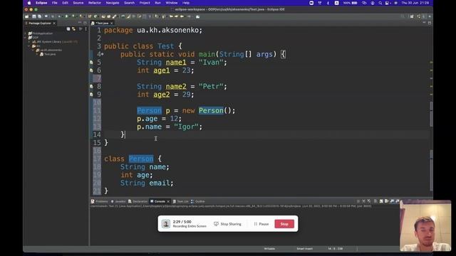 Классы - ведение, поля и методы класса в java смотреть онлайн