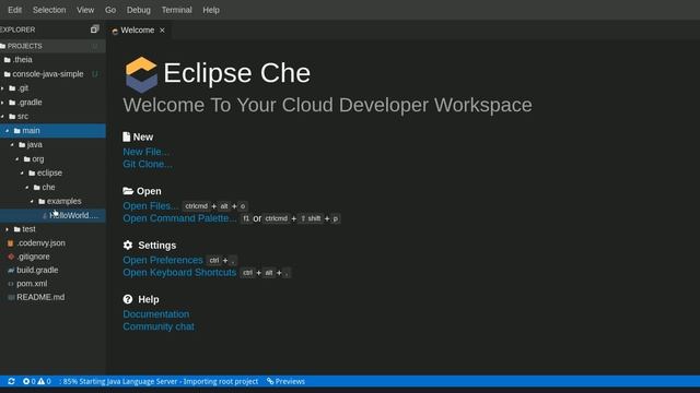 VSCode Java extension + VSCode Java Debug extension in Che смотреть онлайн