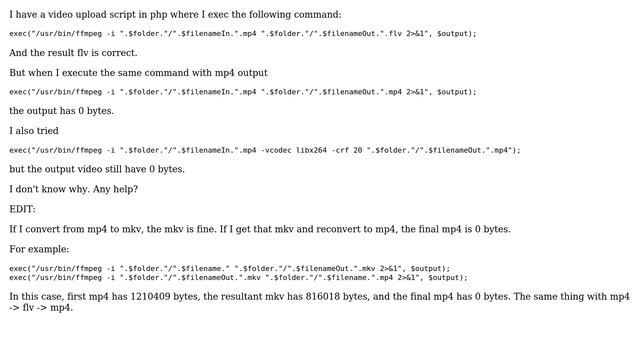 Unix & Linux: ffmpeg output.mp4 with size 0 смотреть онлайн