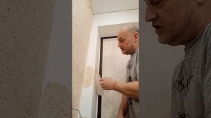 нанесение жидких обоев, угол внешний.