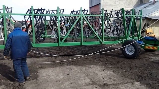 Сцепка гидрофицированная зубовая VELES СГС перевод в транспортное положение смотреть онлайн