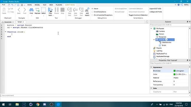 (ROBLOX) How to make a Click Detector Script | Tutorial #3 смотреть онлайн