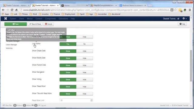 Joomla 3 Tutorials: Article Options - Global settings смотреть онлайн
