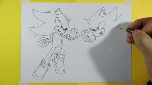 Dibujando a Super Sonic vs Super Shadow | Drawing Super Sonic vs Super Shadow