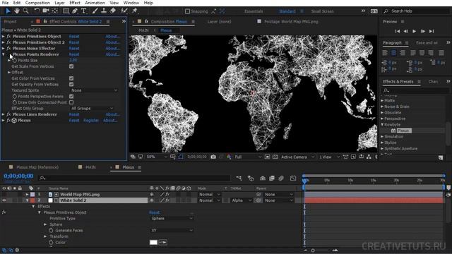 Создание планеты Земля с помощью Plexus в After Effects (Earth Planet With Plexus)