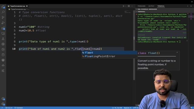 15. Type conversion in Python | Type casting in Python | Python for Beginners in Hindi (Full Course смотреть онлайн