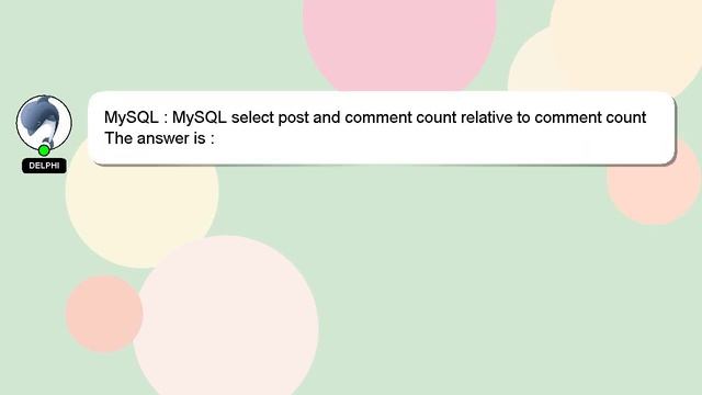 MySQL : MySQL select post and comment count relative to comment count смотреть онлайн