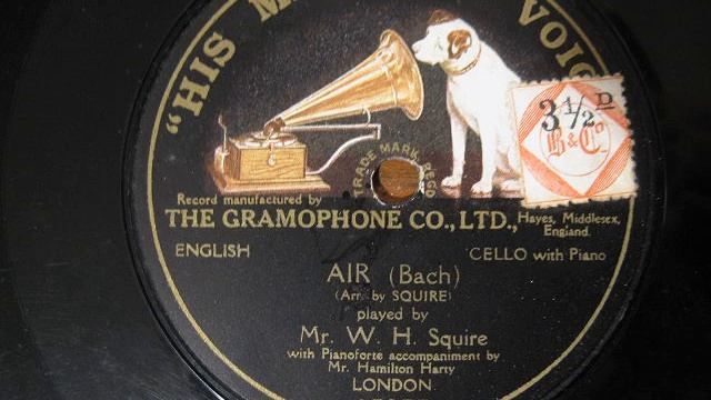 W. H. Squire ('Cello). Air (J. S. Bach). 12" His Master's Voice Single-Sided Shellac Record. смотреть онлайн
