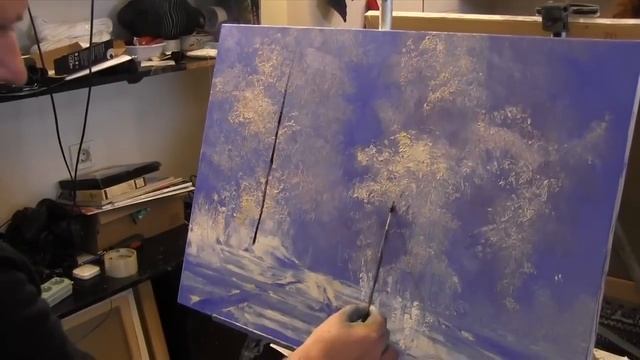 Игорь Сахаров, зимний пейзаж, уроки живописи для взрослых смотреть онлайн