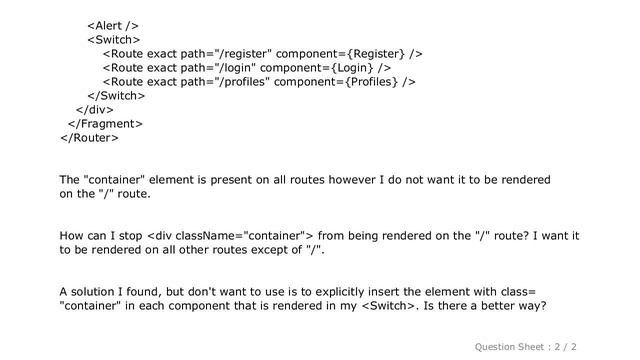 HTML : React Router: How to render element on all routes, except one? смотреть онлайн