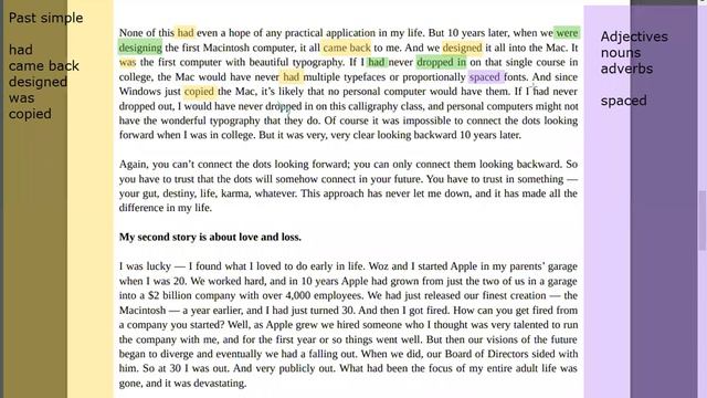 Past Simple Exercises - Steve Jobs' Speech - 4 смотреть онлайн