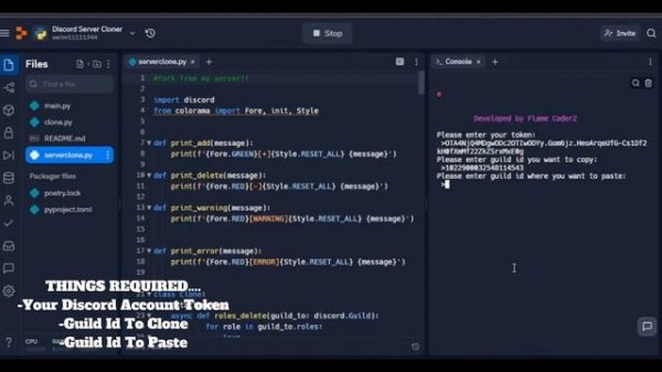 Discord Server Cloner With Private Channels, Server Name And Icon... #python #coding #discord