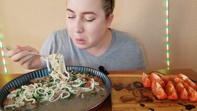 ЛАГМАН С ГОВЯДИНОЙ МУКБАНГ АСМР | LAGMAN WITH BEEF MUKBANG ASMR 먹방 Eatingshow