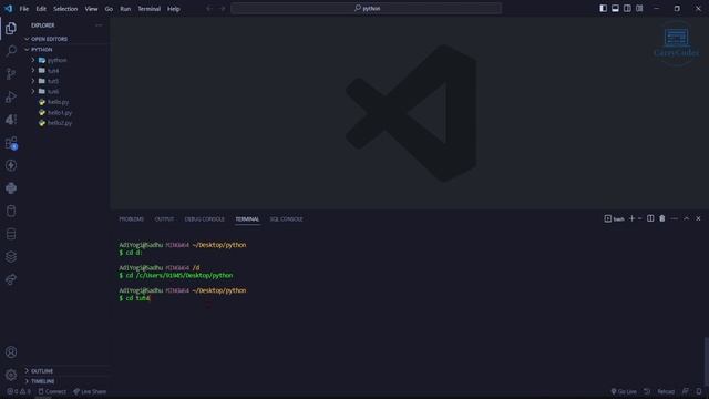 05 Git bash Command Every Programmer should know || Complete Python Course By CarryCoder || Hindi | смотреть онлайн
