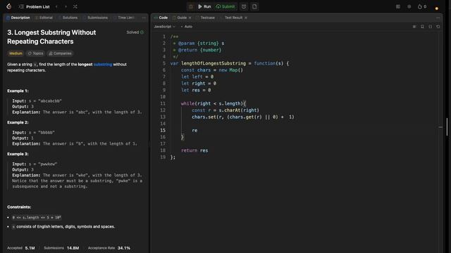 3. Longest Substring Without Repeating Characters | Approach 2: Sliding Window |O(2N)| Leetcode смотреть онлайн