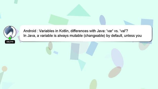 Android : Variables in Kotlin, differences with Java: 'var' vs. 'val'? смотреть онлайн